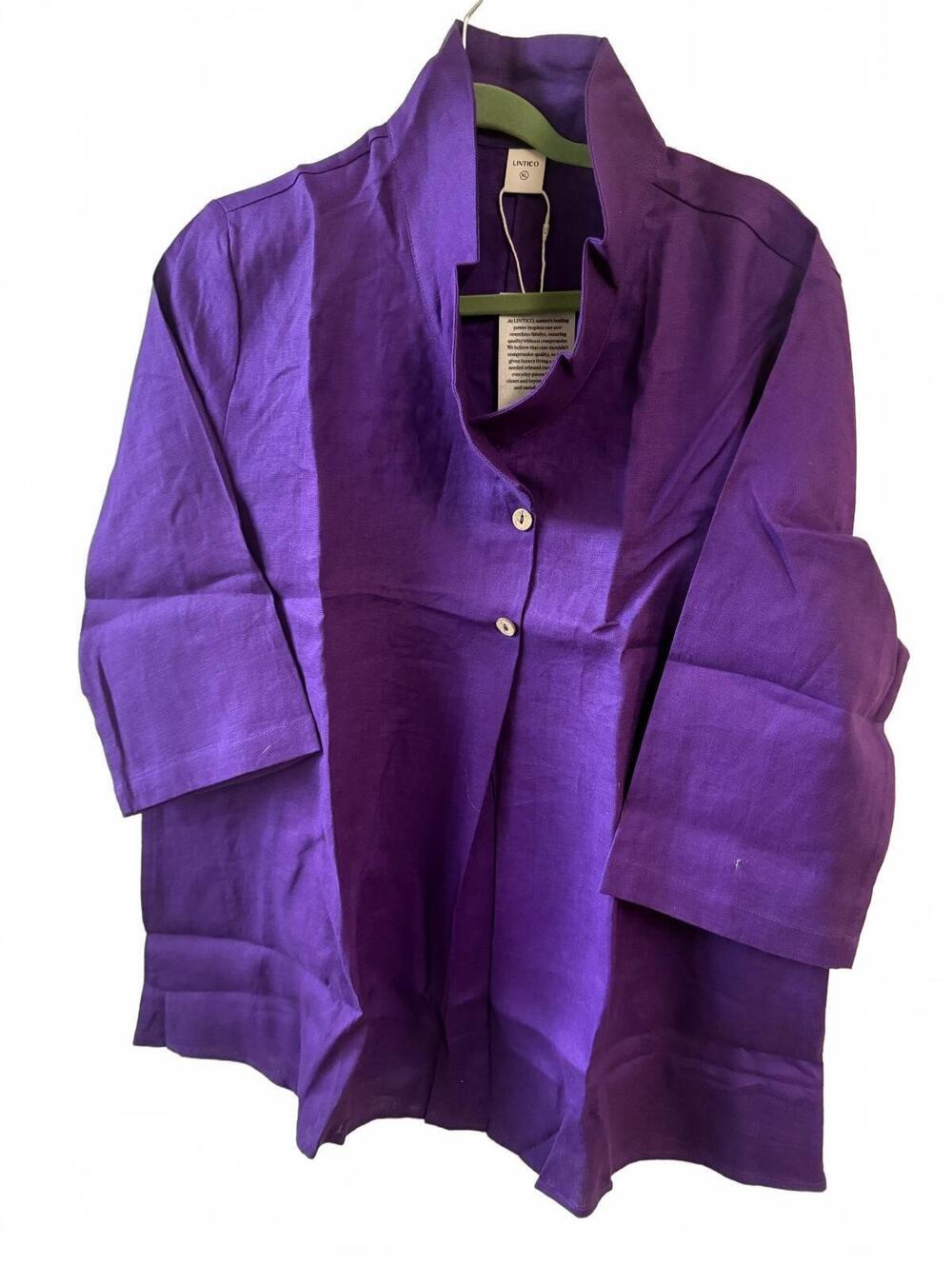 Lintico Purple 100% Linen Tunic, Size XL